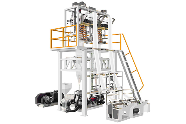 One layer twin head blown film machine