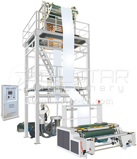 Automatic rewinding device for blown film machine 