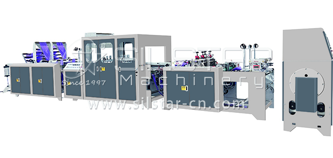 1-1-3 Star seal swing roller rotary die cut perforated t-shirt garbage bag on roll making machine 678322-0723